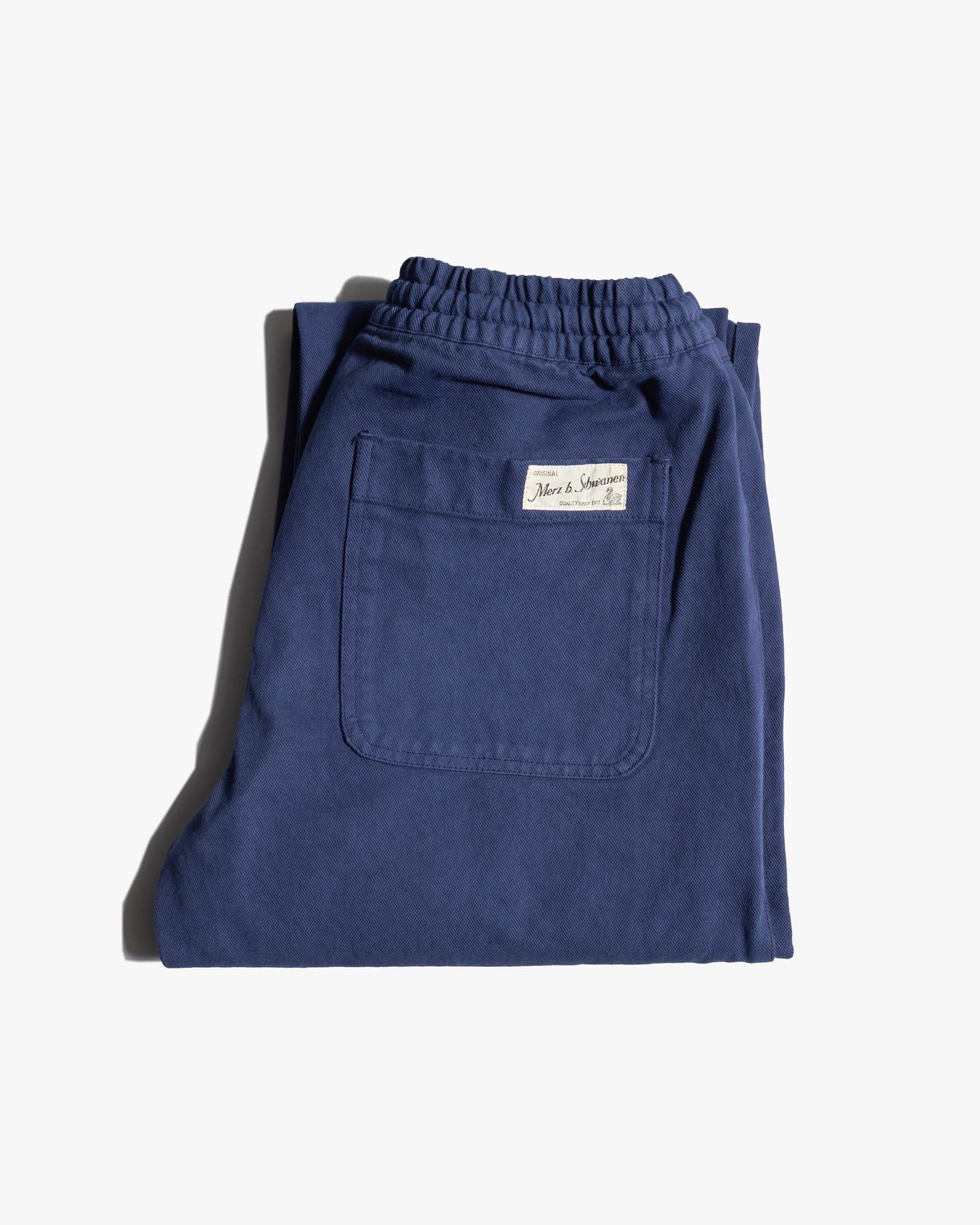 Merz b. Schwanen PANTS05 Workers Cotton Twill Drawstring Pants - Ink Blue | Merz b. Schwanen Chinos & Trousers | Jeanstore