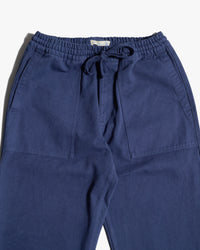 Merz b. Schwanen PANTS05 Workers Cotton Twill Drawstring Pants - Ink Blue | Merz b. Schwanen Chinos & Trousers | Jeanstore