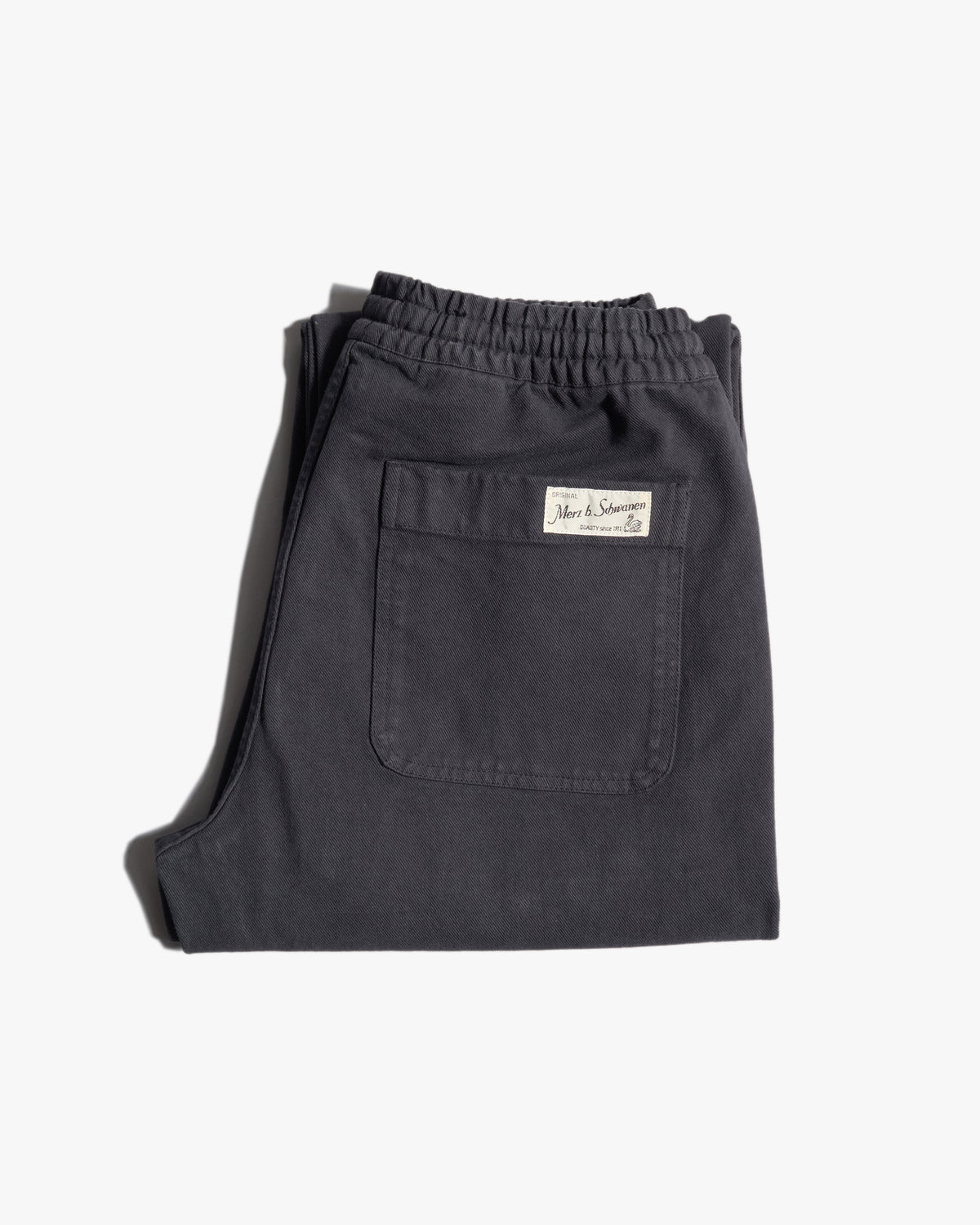 Merz b. Schwanen PANTS05 Workers Cotton Twill Drawstring Pants - Charcoal