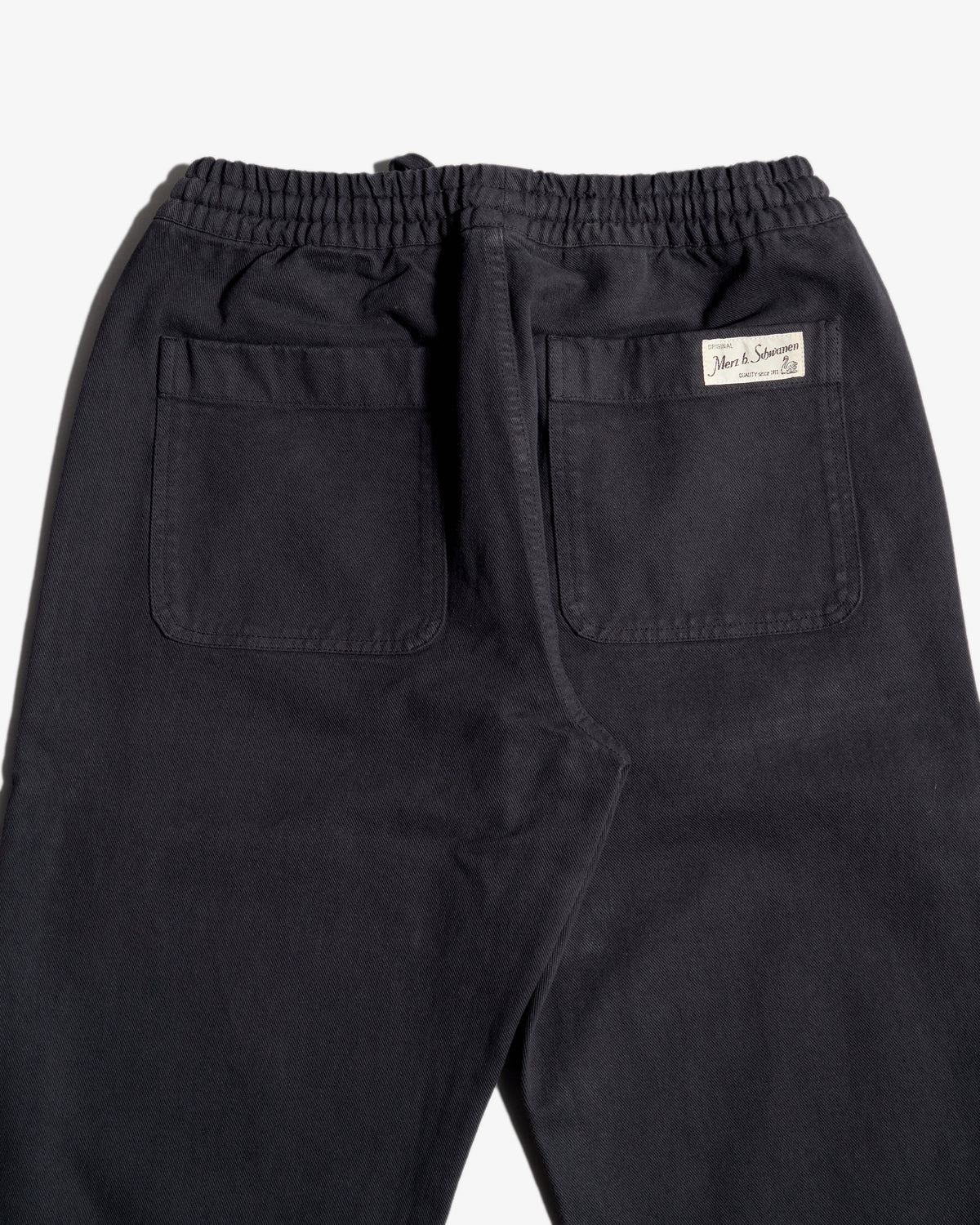 Merz b. Schwanen PANTS05 Workers Cotton Twill Drawstring Pants - Charcoal