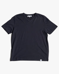 Merz b. Schwanen PIMATEE01V 4.1oz Soft Pima Cotton Relaxed V-Neck Tee - Deep Black