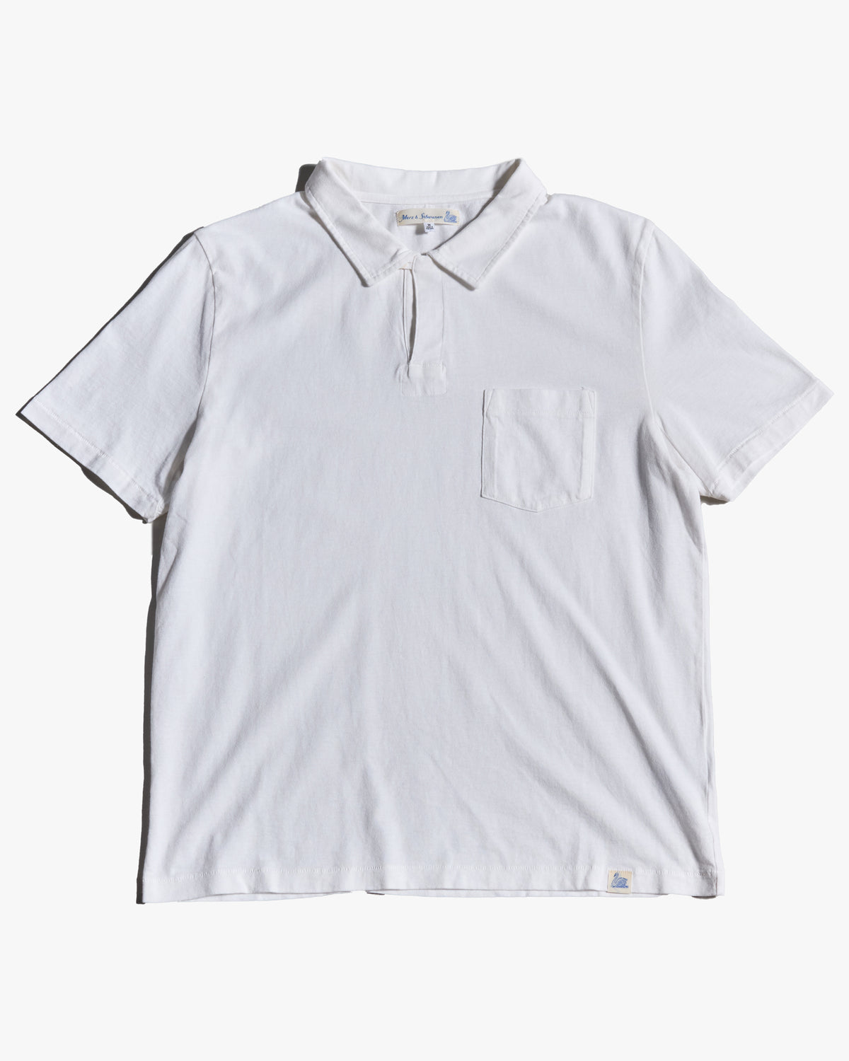 Merz b. Schwanen POLO01 Cotton Jersey S/S Polo Shirt - White