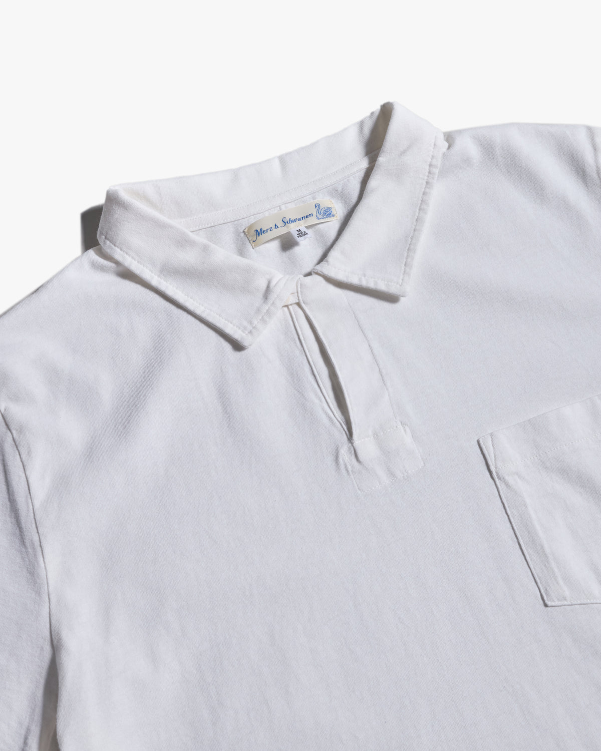 Merz b. Schwanen POLO01 Cotton Jersey S/S Polo Shirt - White