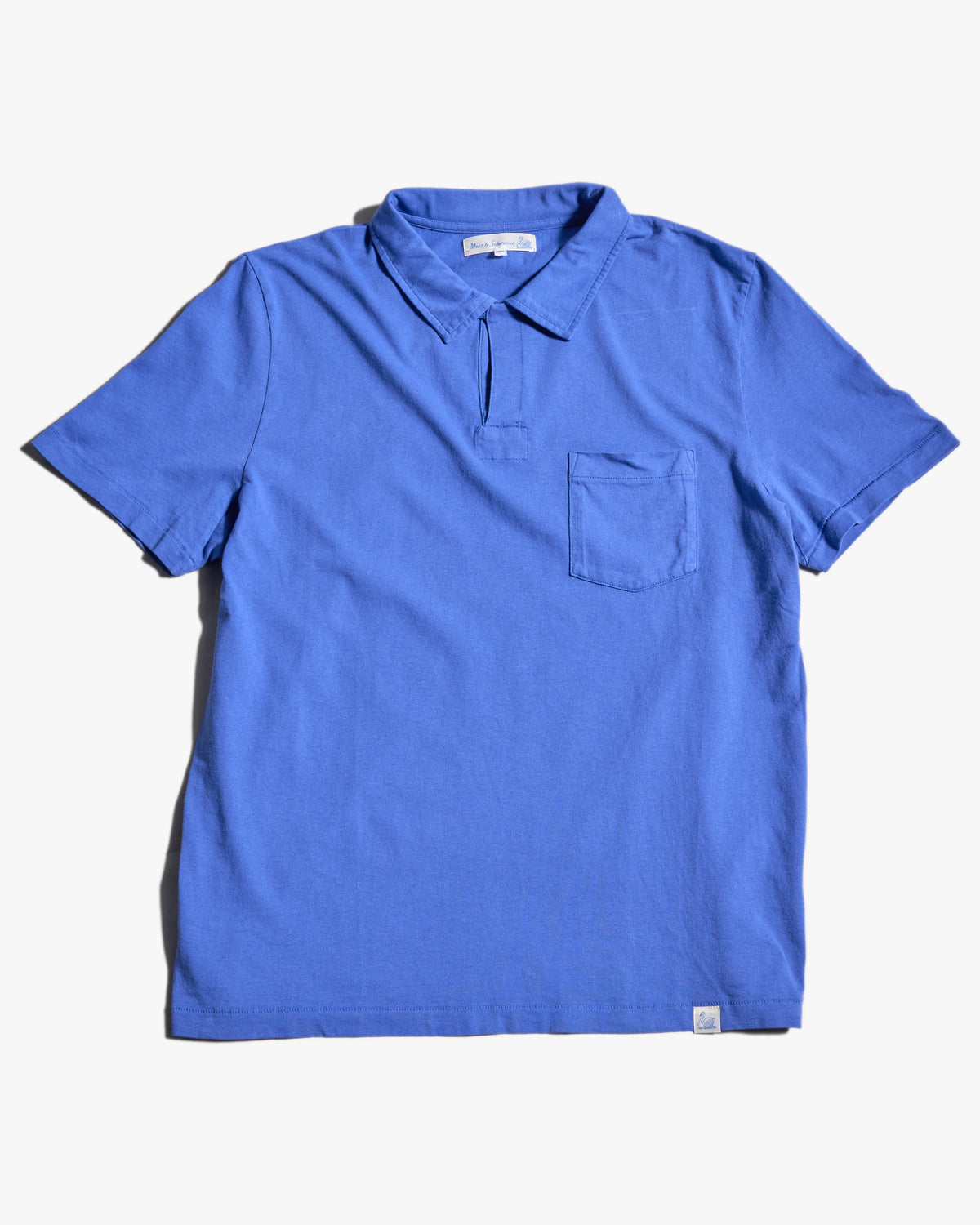 Merz b. Schwanen POLO01 Cotton Jersey S/S Polo Shirt - Vintage Blue | Merz b. Schwanen Polo Shirts | JEANSTORE