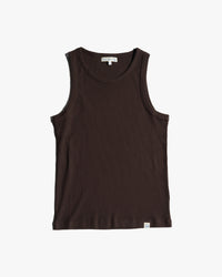 Merz b. Schwanen RIBTANK01 Ribbed Tank Top - Espresso