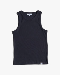 Merz b. Schwanen RIBTANK01 7.2oz Ribbed Tank Top - Deep Black | Merz b. Schwanen T Shirts | JEANSTORE