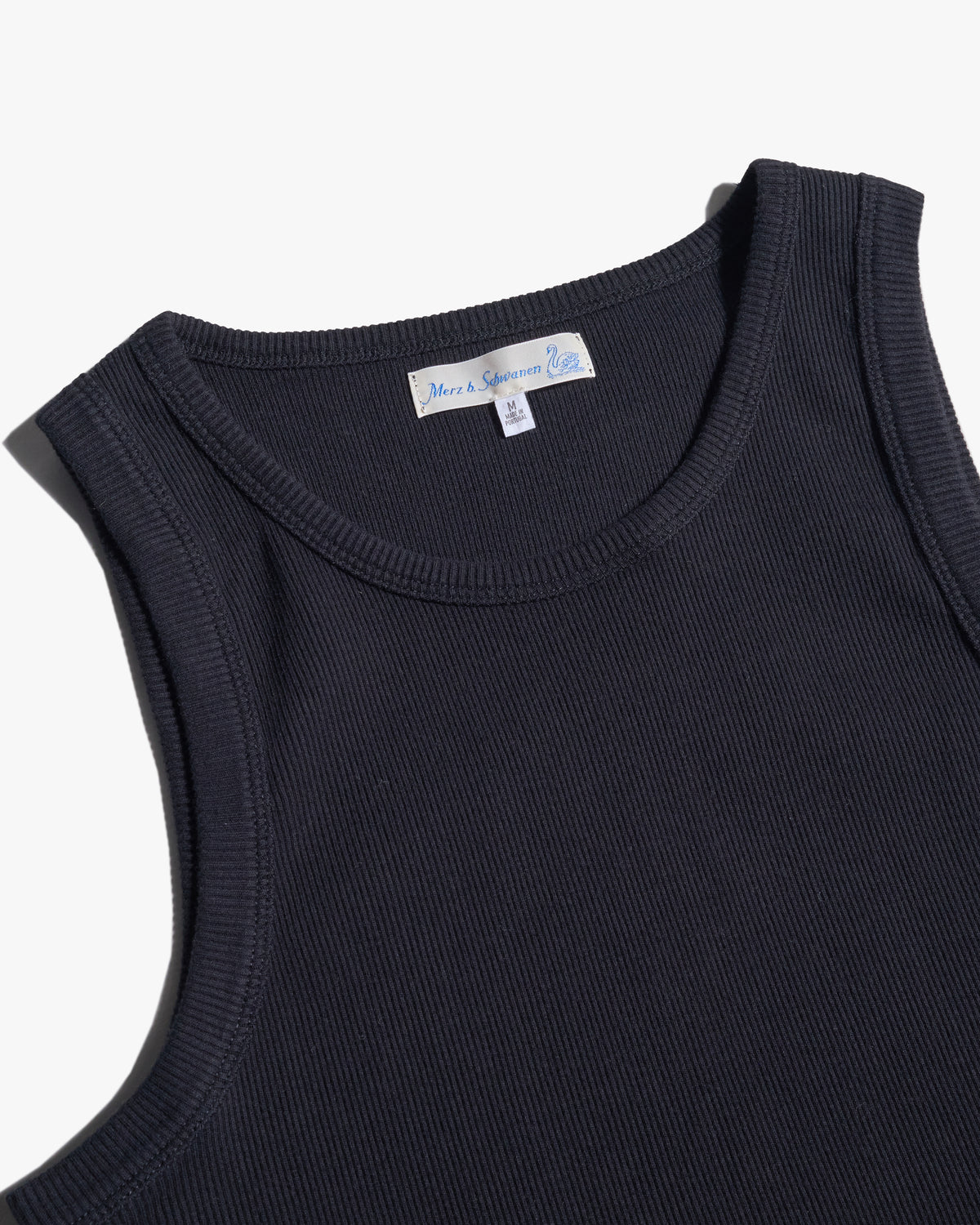 Merz b. Schwanen RIBTANK01 7.2oz Ribbed Tank Top - Deep Black | Merz b. Schwanen T Shirts | JEANSTORE