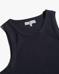 Merz b. Schwanen RIBTANK01 7.2oz Ribbed Tank Top - Deep Black | Merz b. Schwanen T Shirts | JEANSTORE
