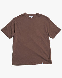 Merz b. Schwanen Good Basics SCT04 4.9oz Pima Slub Cotton Relaxed Tee - Chocolate