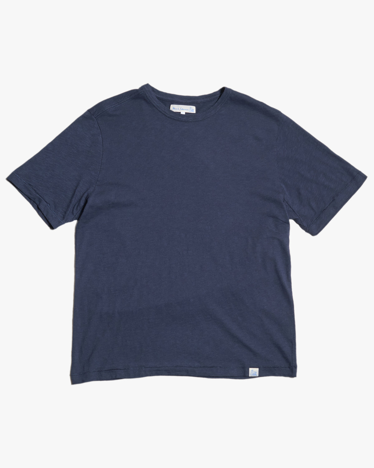 Merz b. Schwanen SCT04 4.9oz Pima Slub Cotton Relaxed Tee - Deep Blue