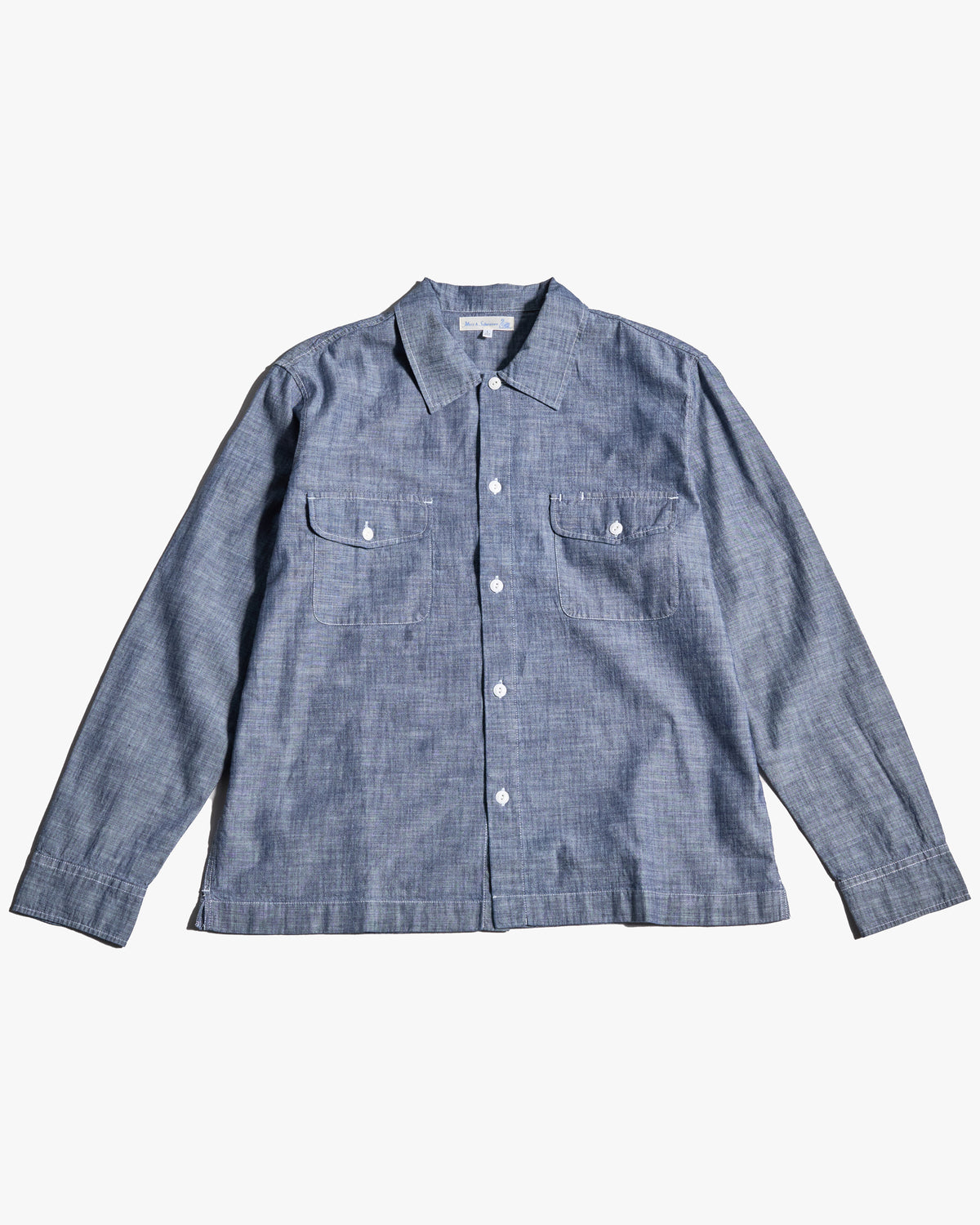 Merz b. Schwanen SHIRT06CH Chambray L/S Shirt - Denim Blue