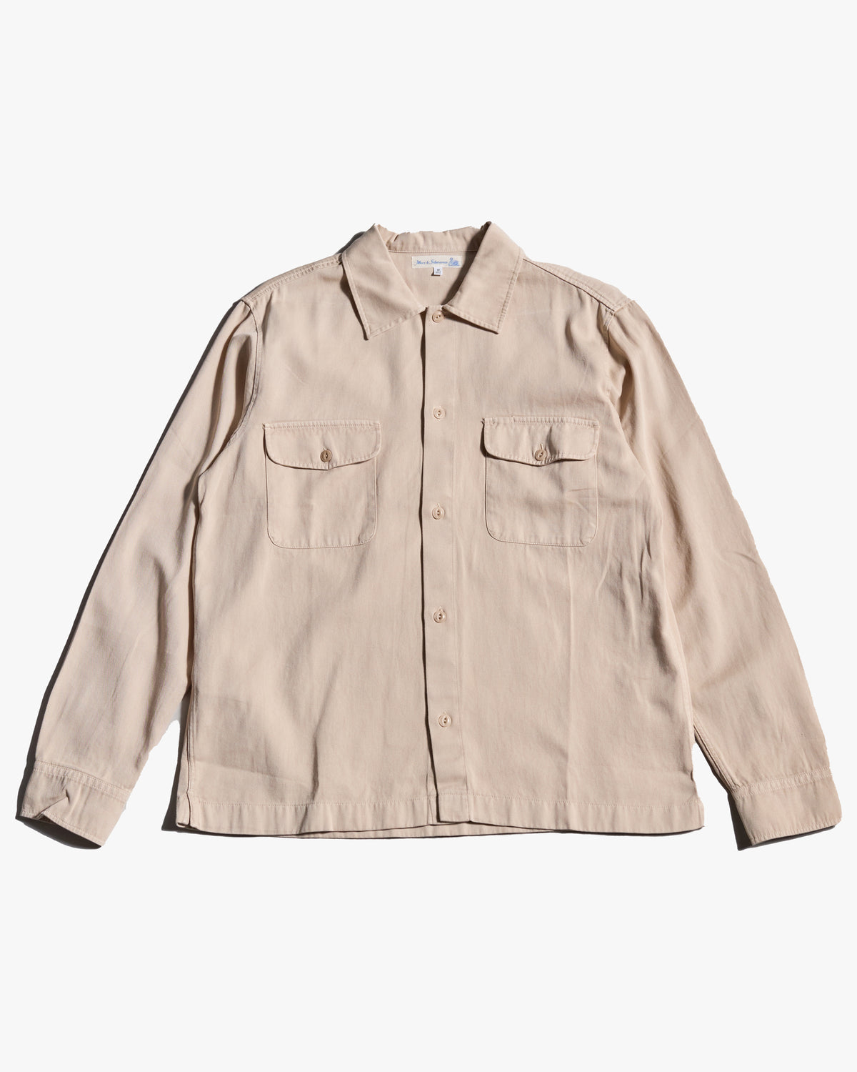 Merz b. Schwanen SHIRT06RT Workers Cotton Twill Shirt - Light Khaki
