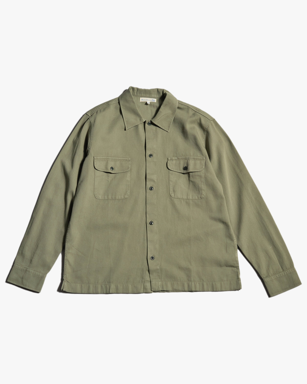 Merz b. Schwanen SHIRT06RT Workers Cotton Twill Shirt - Light Army | Merz b. Schwanen Shirts | Jeanstore