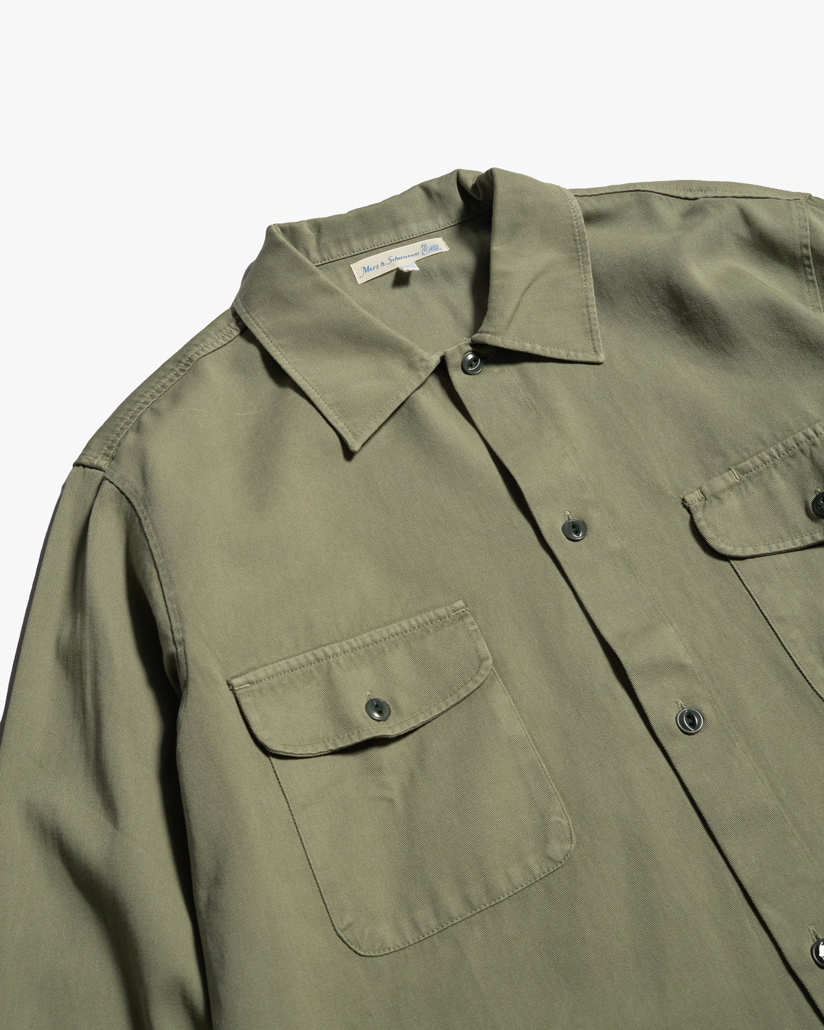 Merz b. Schwanen SHIRT06RT Workers Cotton Twill Shirt - Light Army | Merz b. Schwanen Shirts | Jeanstore