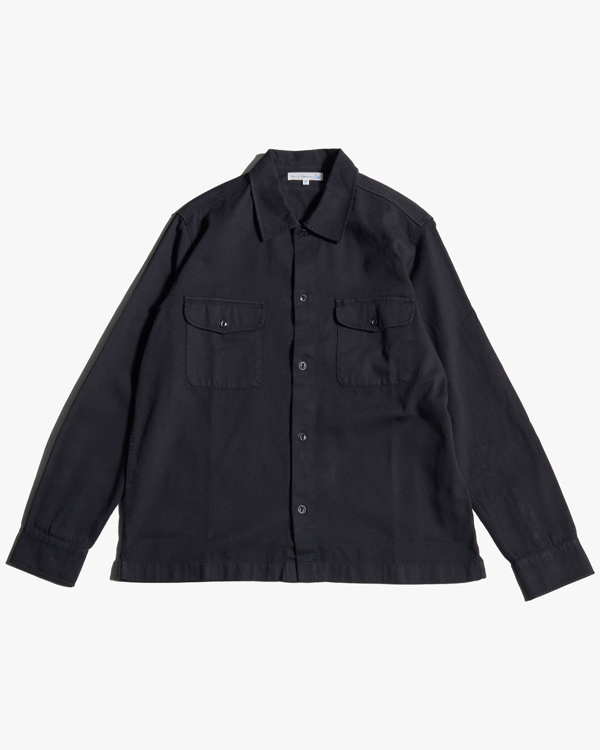 Merz b. Schwanen SHIRT06RT Workers Cotton Twill Shirt - Deep Black