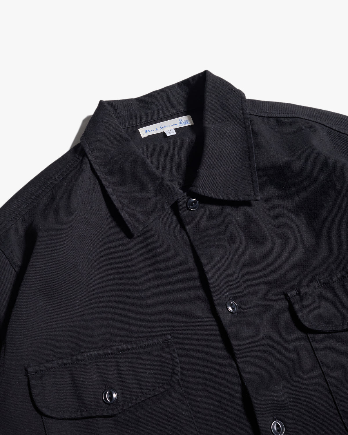 Merz b. Schwanen SHIRT06RT Workers Cotton Twill Shirt - Deep Black