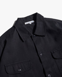 Merz b. Schwanen SHIRT06RT Workers Cotton Twill Shirt - Deep Black