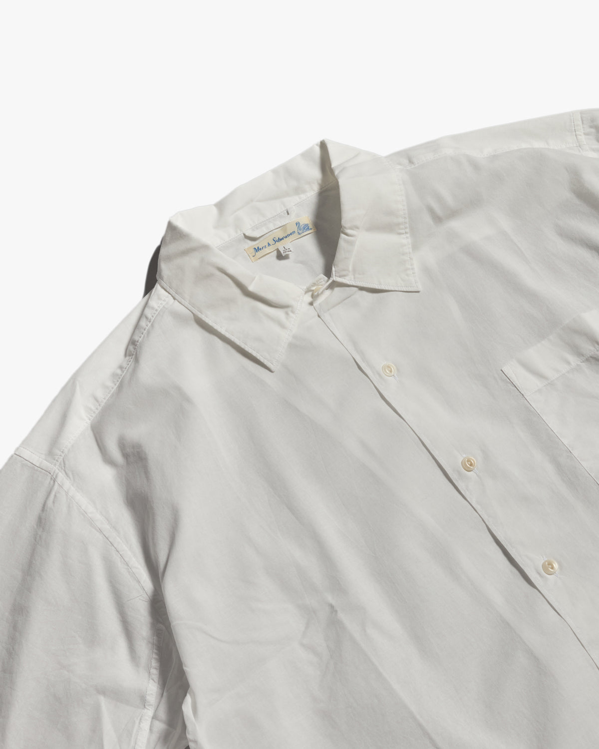 Merz b. Schwanen SHIRT09LP Lightweight Poplin S/S Shirt - White | Merz b. Schwanen Shirts | Jeanstore