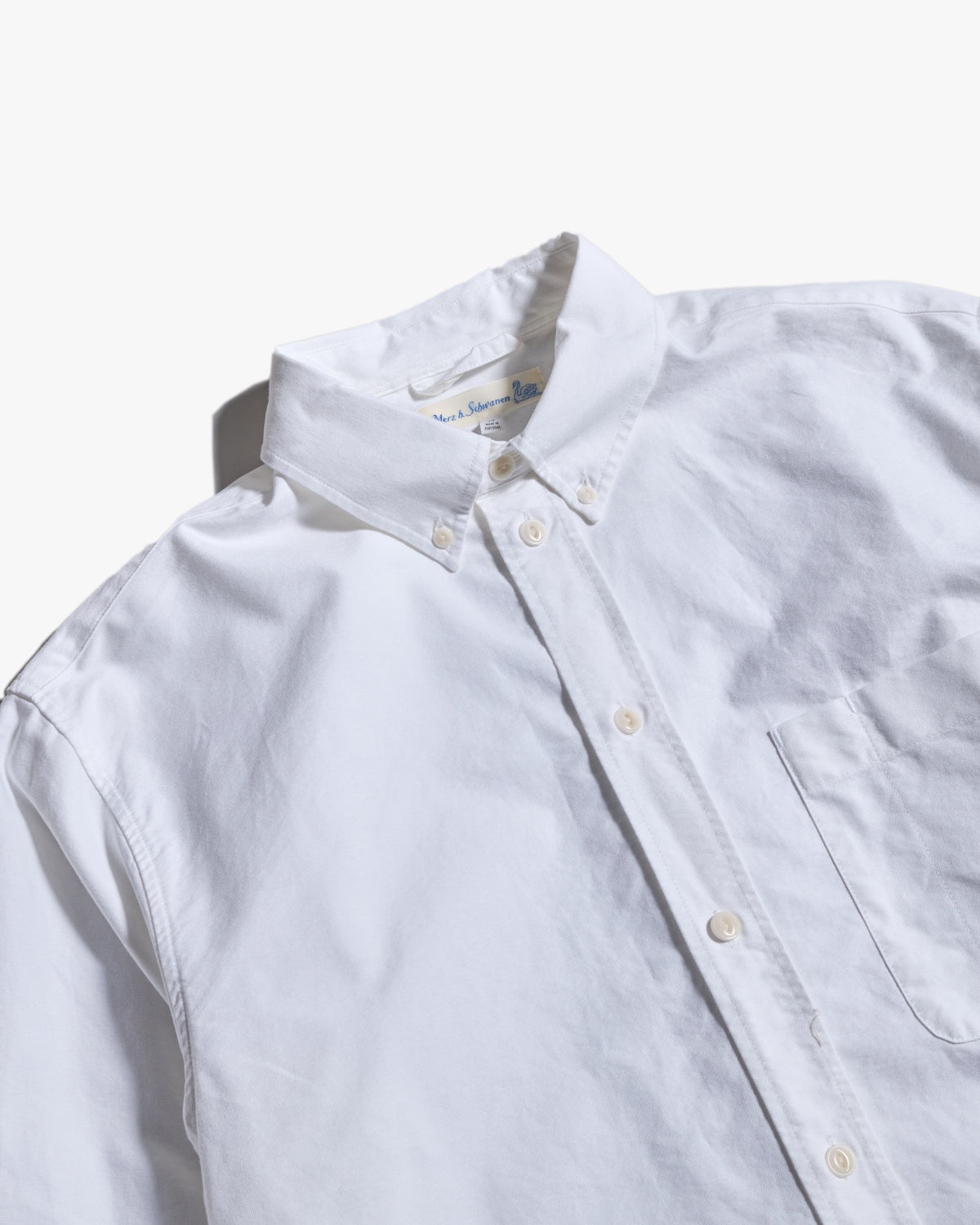Merz b. Schwanen SHIRT19OX Button-Down Oxford Shirt - White