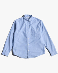 Merz b. Schwanen SHIRT19OX Button-Down Oxford Shirt - Light Blue / White