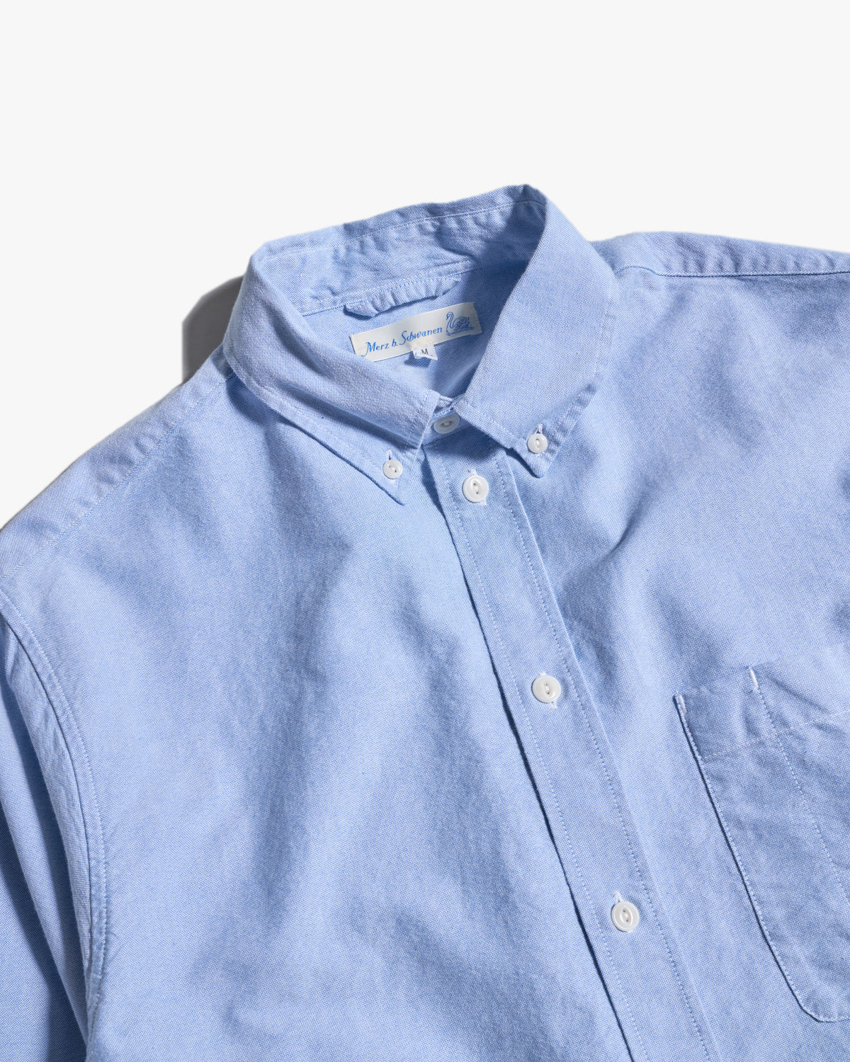Merz b. Schwanen SHIRT19OX Button-Down Oxford Shirt - Light Blue / White