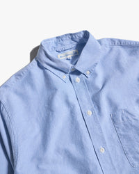 Merz b. Schwanen SHIRT19OX Button-Down Oxford Shirt - Light Blue / White