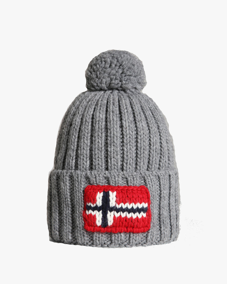 Napapijri Semiury Bobble Beanie - Medium Grey Melange | Napapijri Hats | JEANSTORE