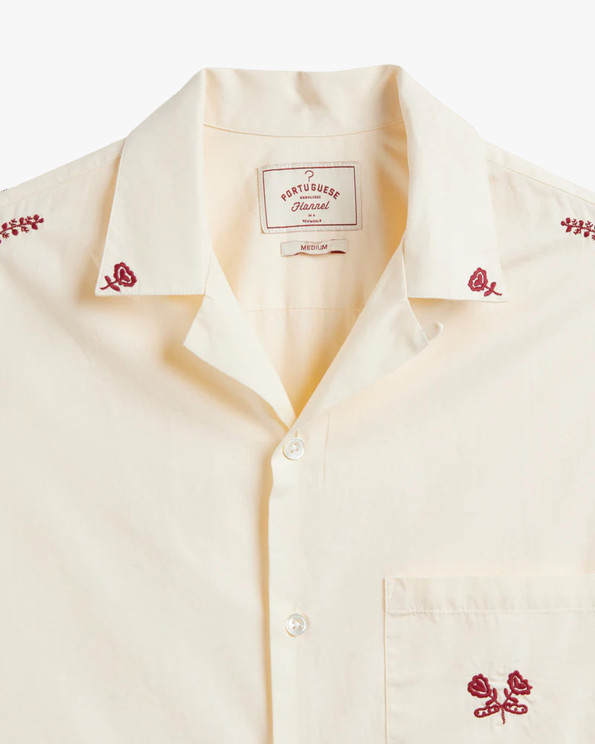 Portuguese Flannel North Embroidery Shirt - Ecru