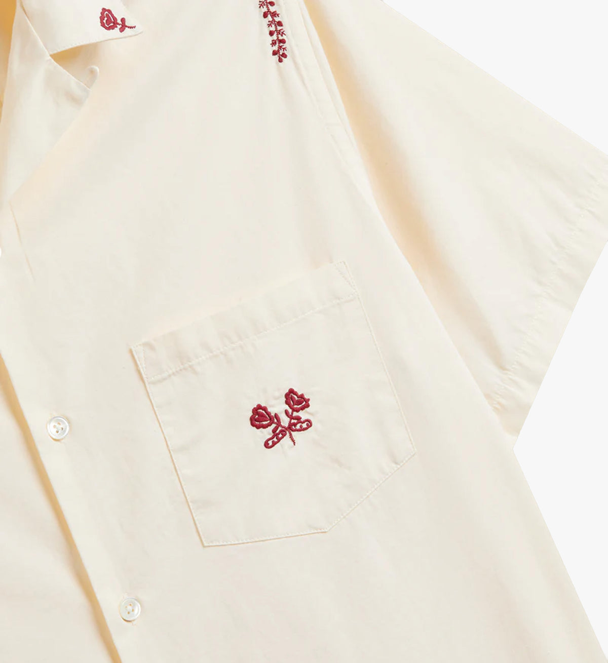 Portuguese Flannel North Embroidery Shirt - Ecru