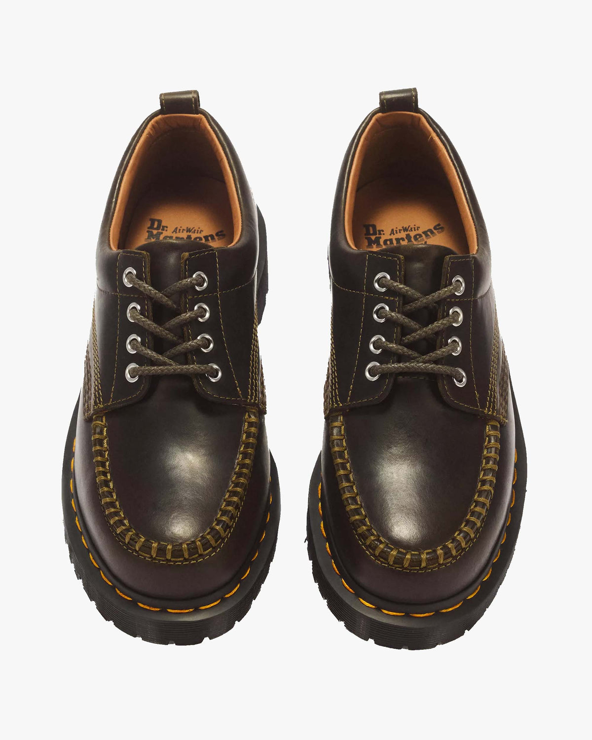 Dr Martens Lowell 4-Eye Moc Toe Shoe - Olive Mayhem RB
