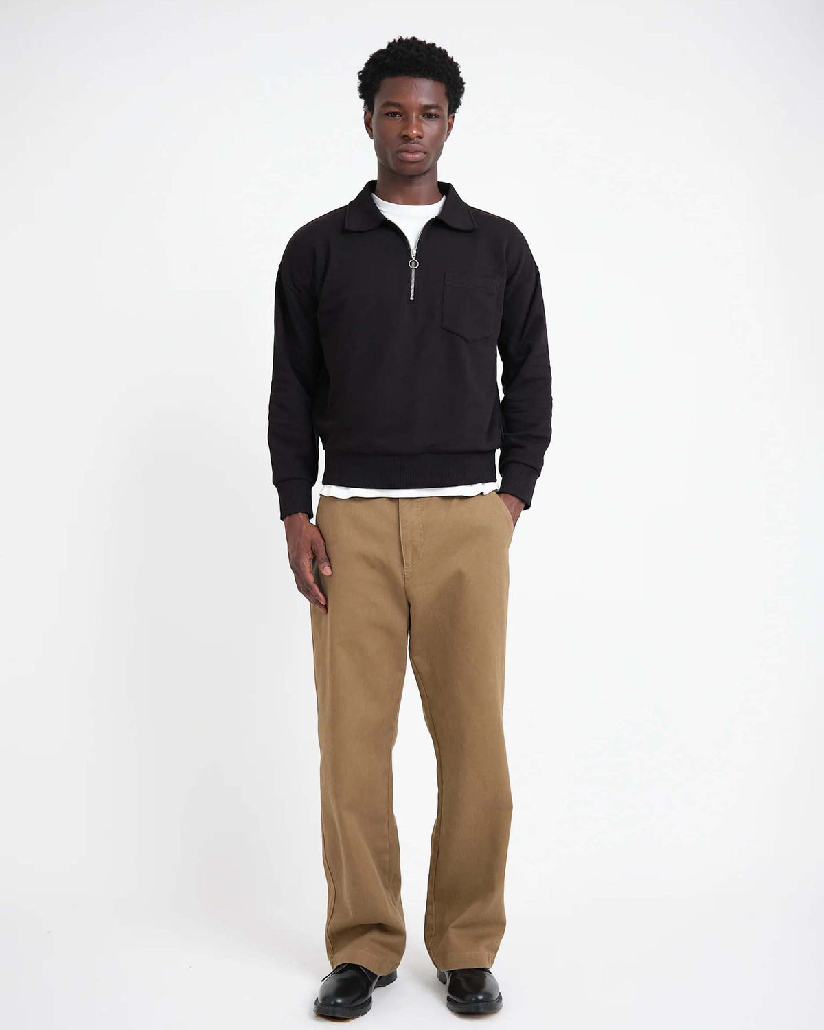 Oliver Spencer Lorimer Half Zip Sweatshirt - Harker Black
