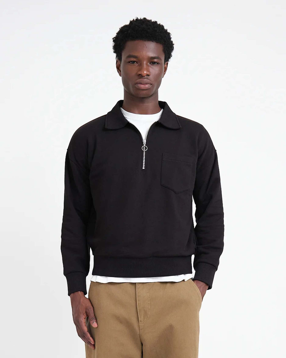 Oliver Spencer Lorimer Half Zip Sweatshirt - Harker Black