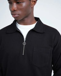 Oliver Spencer Lorimer Half Zip Sweatshirt - Harker Black