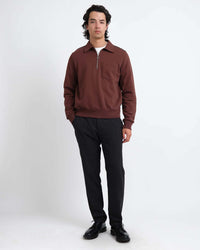 Oliver Spencer Lorimer Half Zip Sweatshirt - Harker Brown
