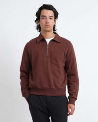 Oliver Spencer Lorimer Half Zip Sweatshirt - Harker Brown