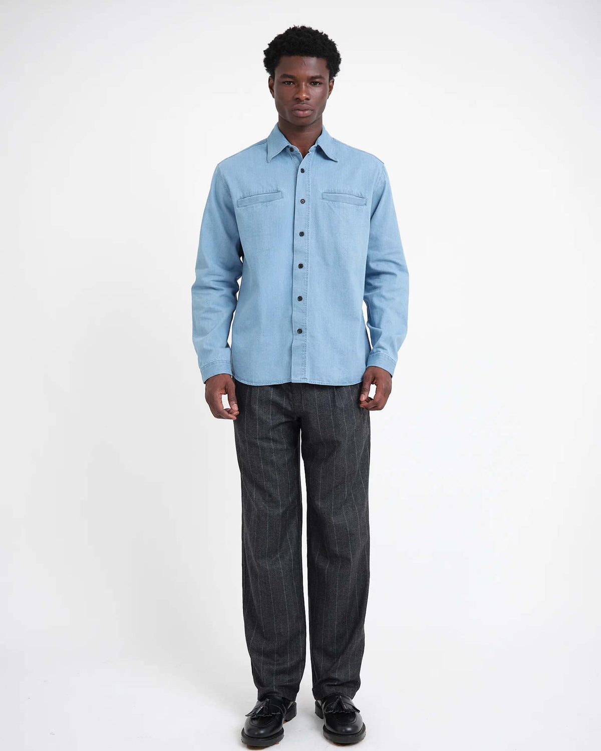 Oliver Spencer Corby Shirt - Mullins Denim Indigo Light