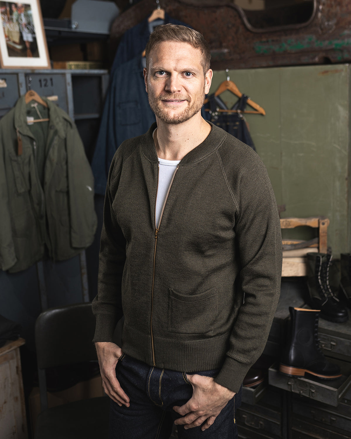 Pike Brothers 1943 C2 Merino Wool Sweater - Olive Drab