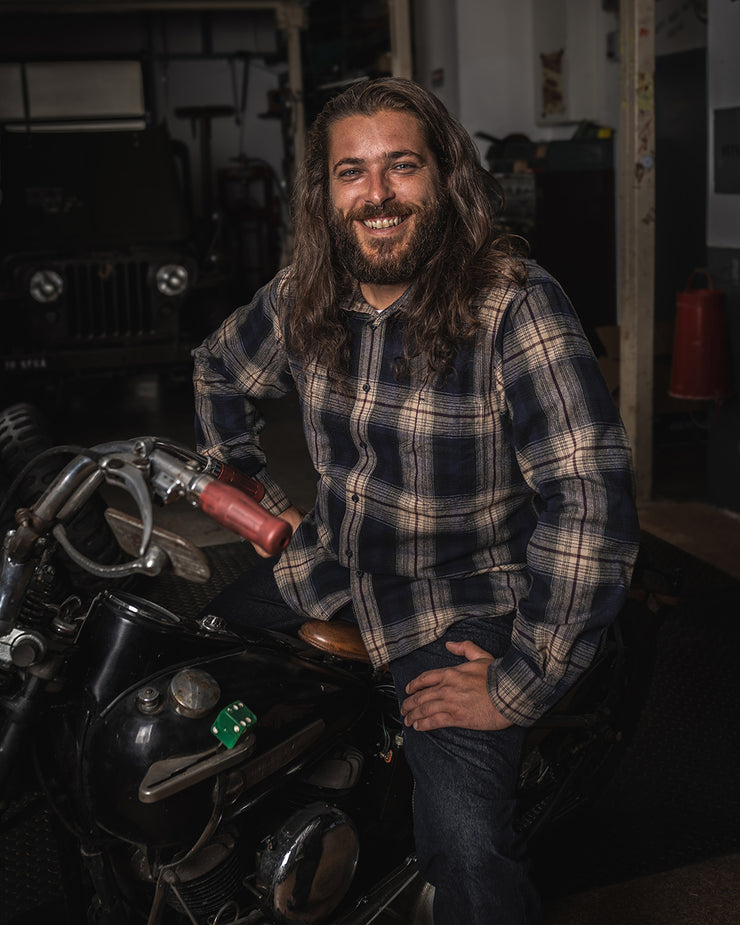 Pike Brothers 1937 Roamer Shirt - Blue / Beige Check Flannel