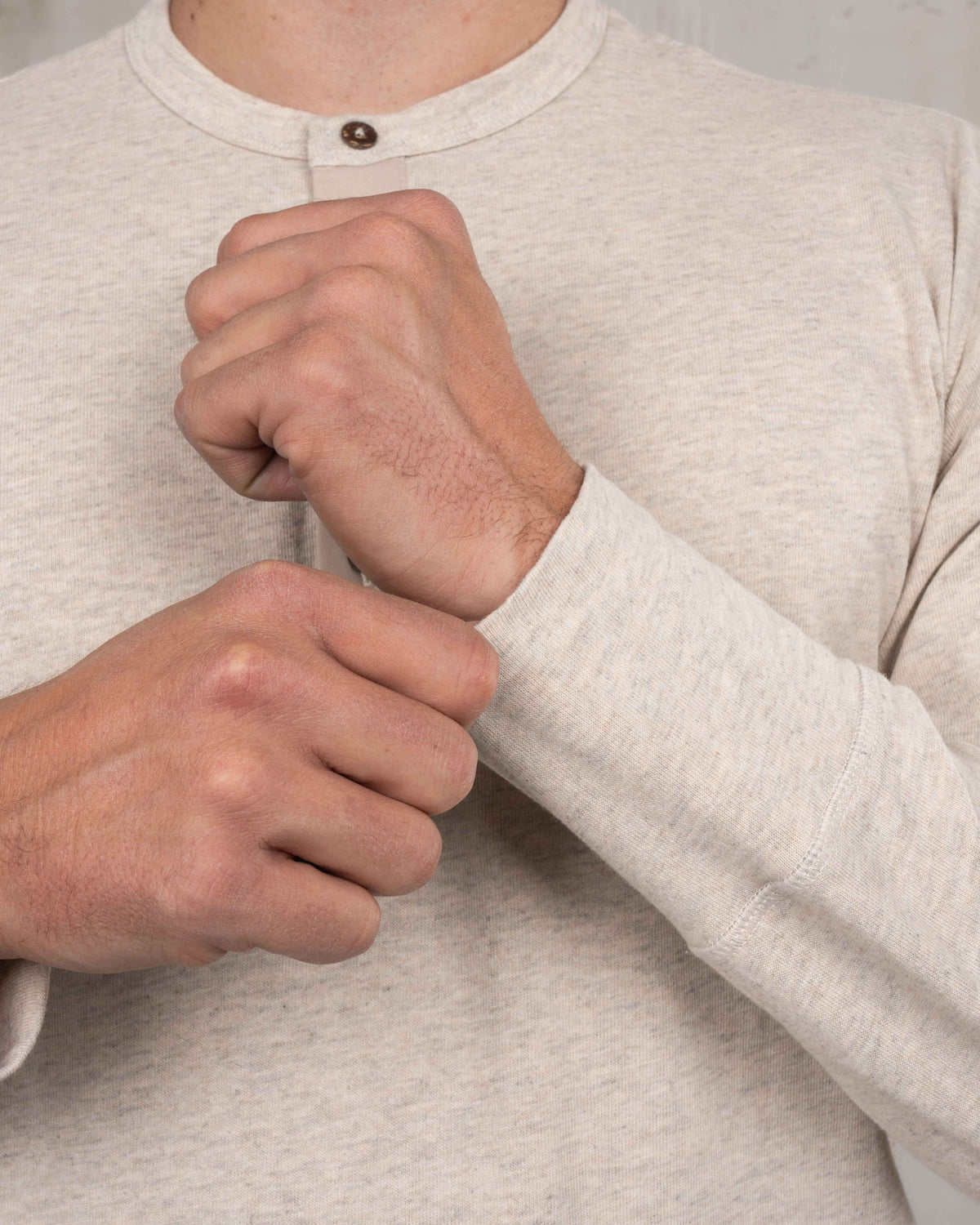 Pike Brothers L/S 1927 Henley Shirt - Ecru Melange