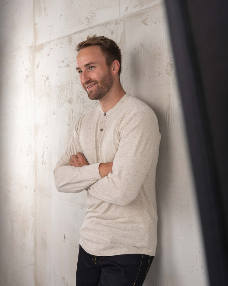 Pike Brothers 1927 L/S Henley Shirt - Ecru Melange