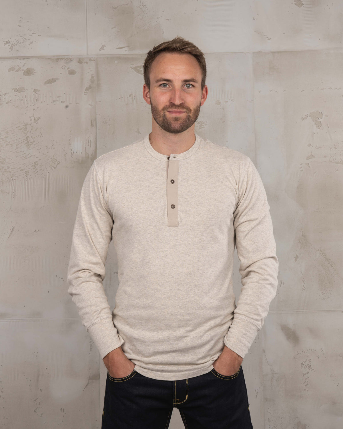 Pike Brothers L/S 1927 Henley Shirt - Ecru Melange