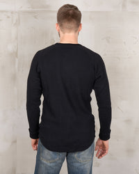 Pike Brothers 1936 Waffle Henley Shirt - Black | Pike Brothers T Shirts | JEANSTORE
