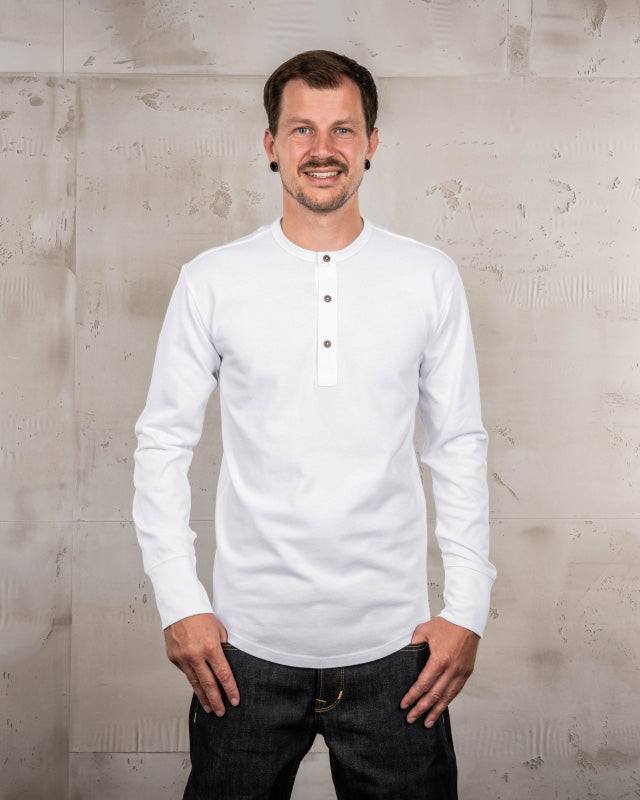 Pike Brothers L/S 1927 Henley Shirt - Pure White | Pike Brothers T Shirts | JEANSTORE