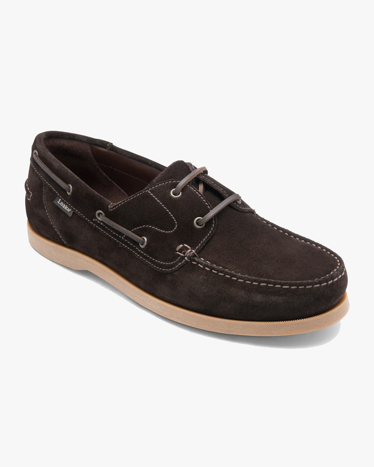 Loake Lifestyle Padstow 2 Eye Boat Shoe - Dark Brown Suede