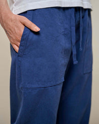 Merz b. Schwanen PANTS05 Workers Cotton Twill Drawstring Pants - Ink Blue | Merz b. Schwanen Chinos & Trousers | Jeanstore