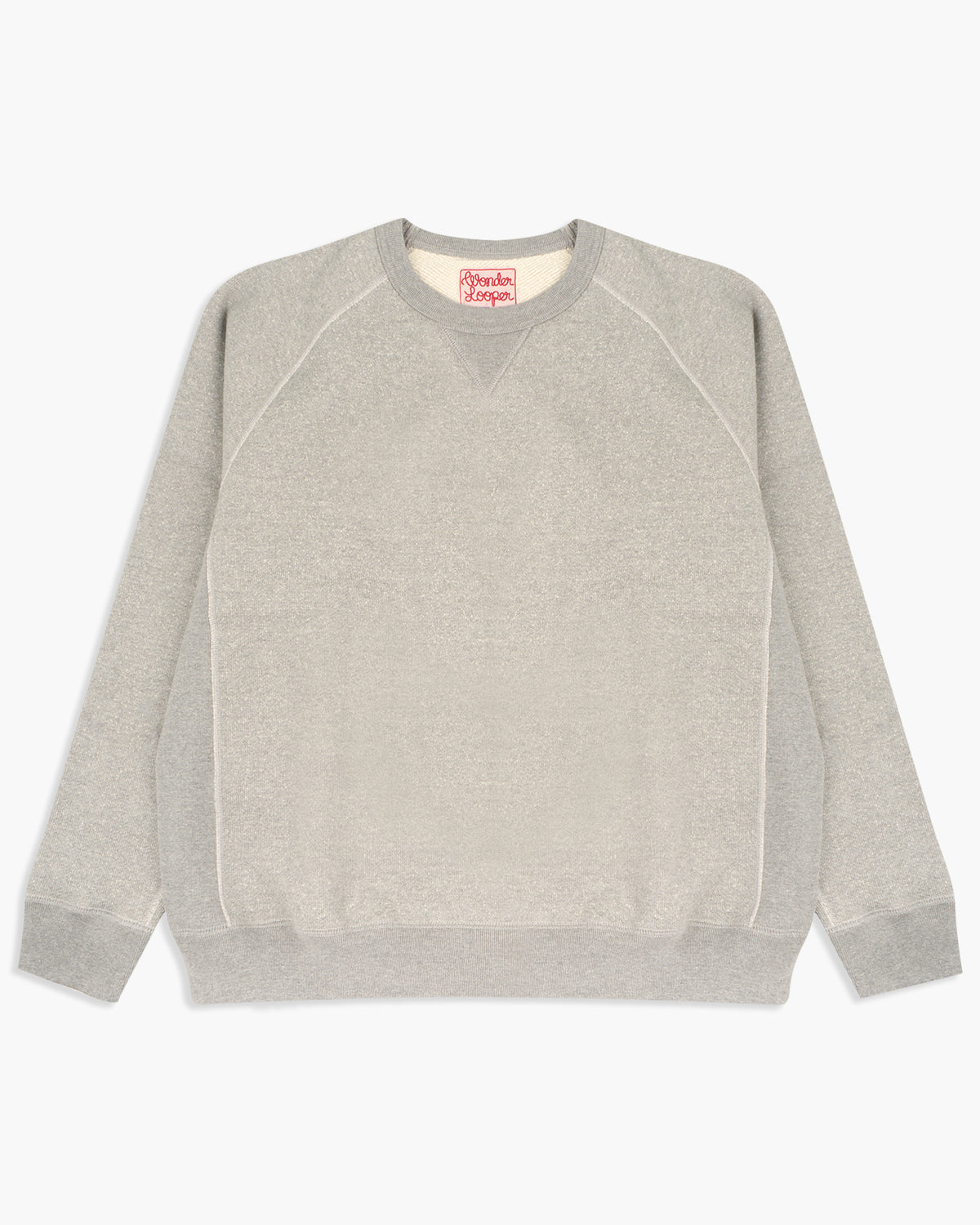 Wonder Looper 876gsm Double Heavyweight French Terry Pullover Crew Neck - Heather Grey | Wonder Looper Sweaters & Knitwear | JEANSTORE