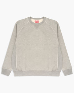 Wonder Looper 876gsm Double Heavyweight French Terry Pullover Crew Neck - Heather Grey