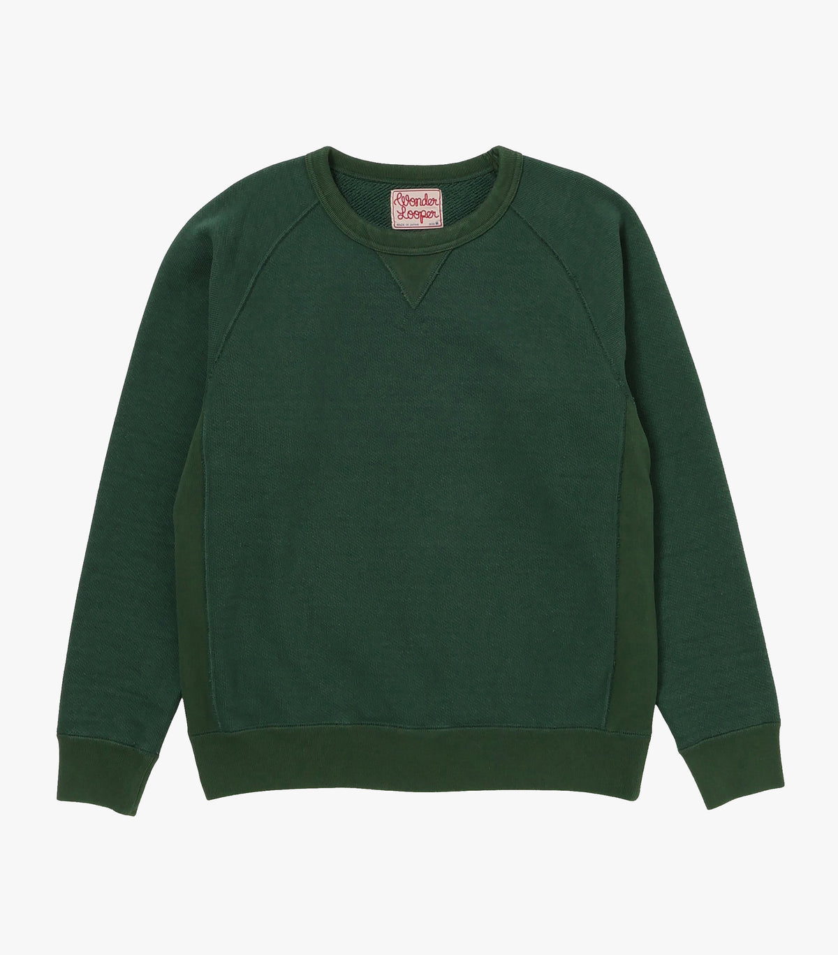 Wonder Looper 876gsm Double Heavyweight French Terry Pullover Crew Neck - Racing Green