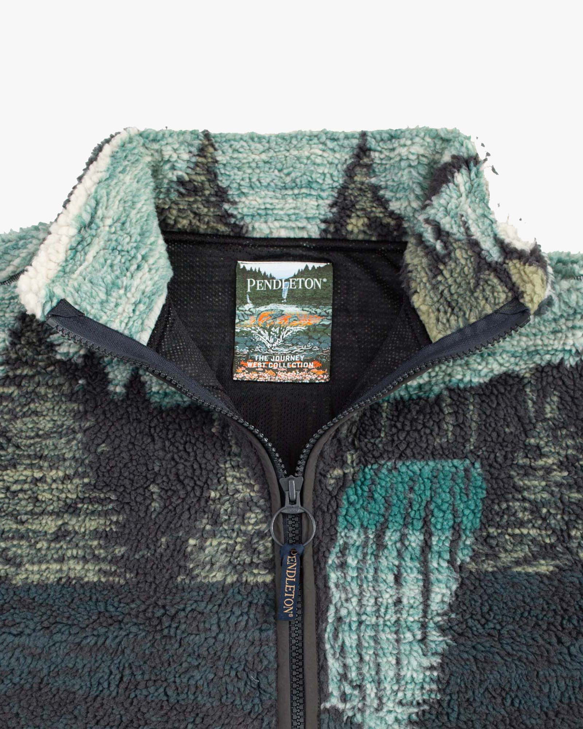 Pendleton Full Zip Jacquard Sherpa Fleece Jacket - Salmon Falls Scenic