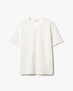 Merz b. Schwanen PIMATEE01V 4.1oz Soft Pima Cotton Relaxed V-Neck Tee - White